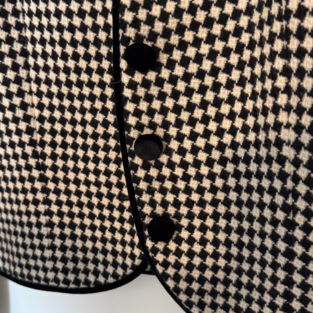 Vintage Ann Taylor 100% Wool Cropped Houndstooth Blazer - Picture 3 of 4
